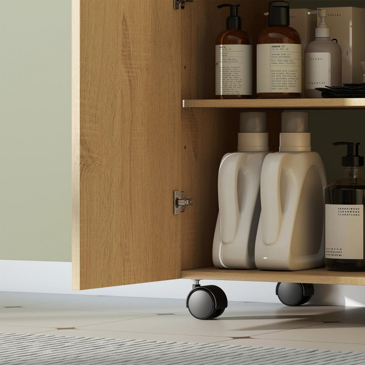 WASCHBECKENUNTERSCHRANK 60x39.8x62 cm Natur mit U-Ausschnitt & Soft-Close-Türen - Naturfarben, Holzwerkstoff (60/62/39.8cm) - Modfu