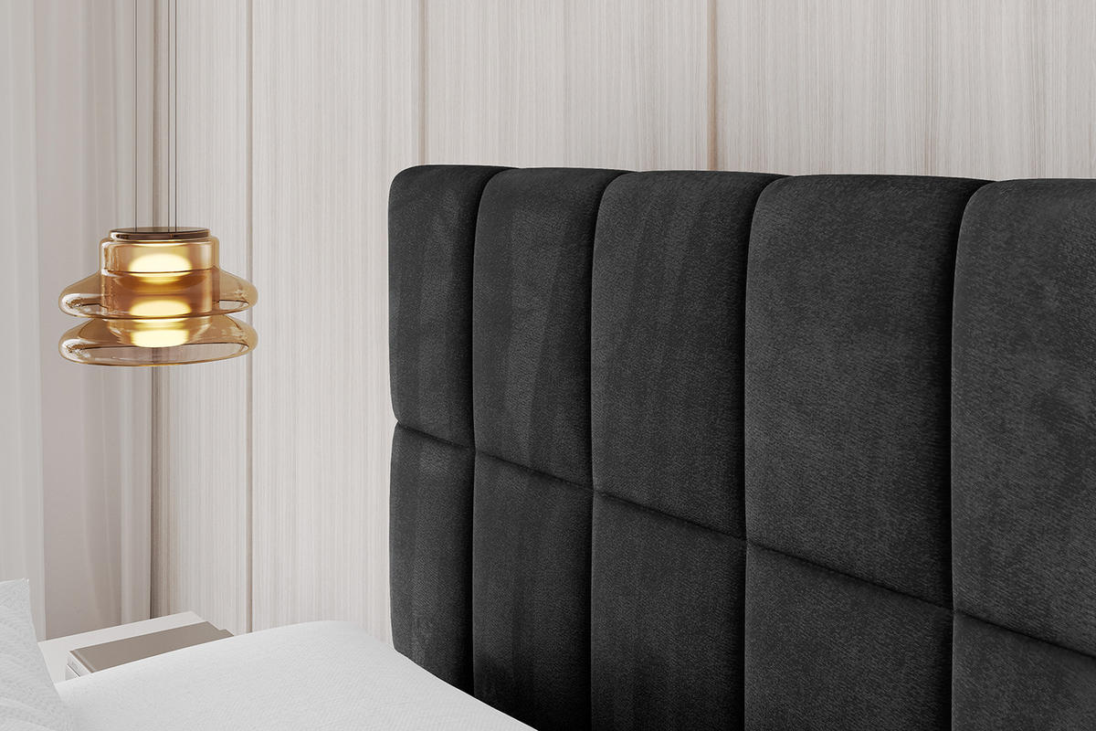 POLSTERBETT mit Bettkasten und Lattenrost, Boxbett ohne Matratze - AMEA 120x200 Schwarz - Schwarz, Holzwerkstoff/Textil (120/200cm) - ALTDECOR