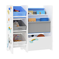 KINDERREGAL Vimianzo - Blau/Weiß, Holzwerkstoff/Textil (65/60/30cm) - [en.casa]