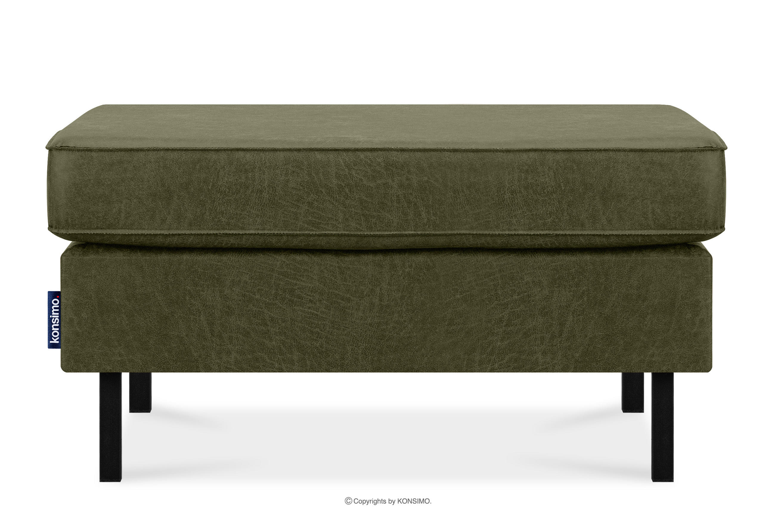 HOCKERSTUHL INVIA auf hohen Metallbeinen vintage, Lederoptik-Stoff, Grün - Schwarz/Grün, Textil (93/48/70cm) - KONSIMO®