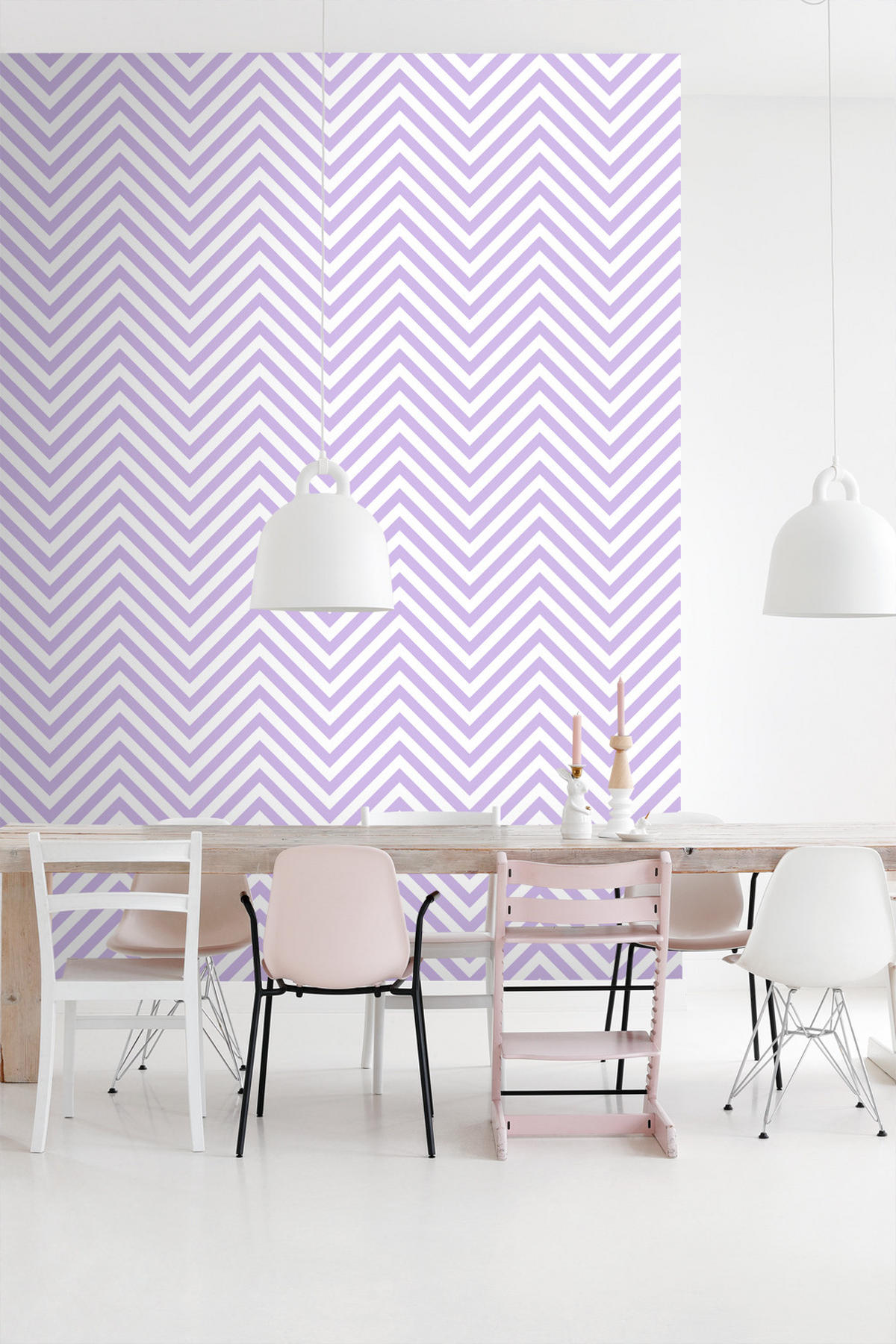 TAPETE Zickzackmuster 50 x 900 cm - Lila, Papier (50/900cm) - ESTAhome