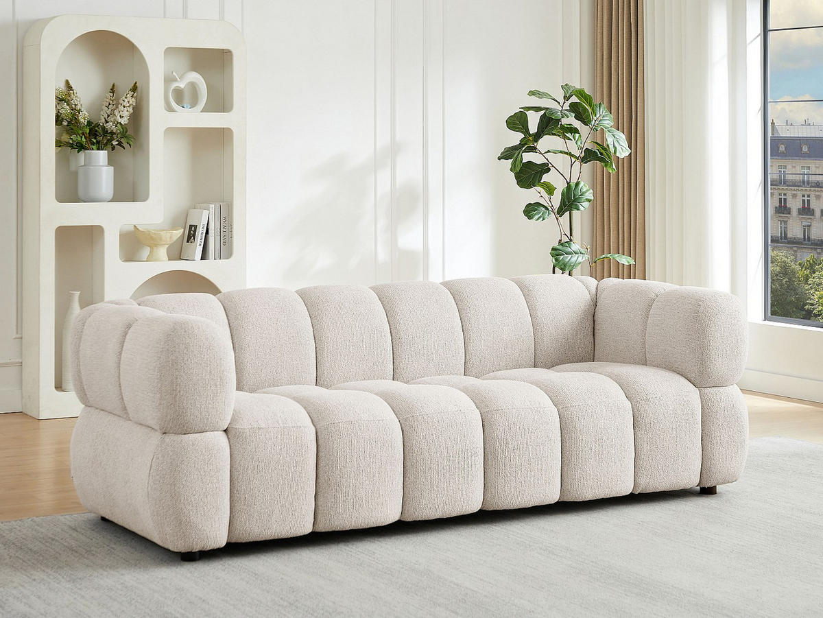 SOFA - 3 Personen - stoff - beige Pavira - Beige, Holz/Textil (227/71/92cm) - Vente-Unique