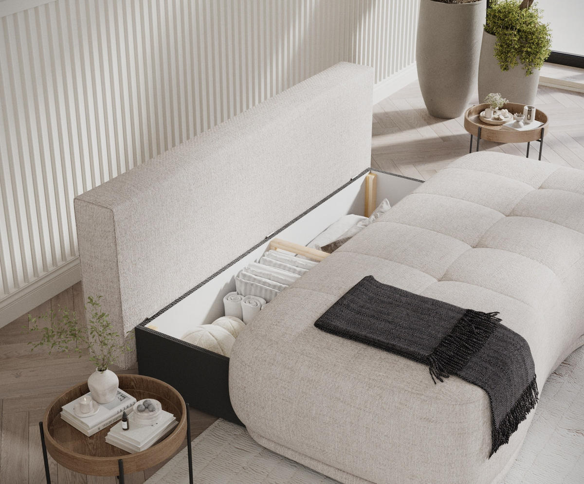 SCHLAFSOFA Cirrus Beige Webstoff - Beige/Schwarz, Holz/Holzwerkstoff (206/95/105cm) - Maison de Reve