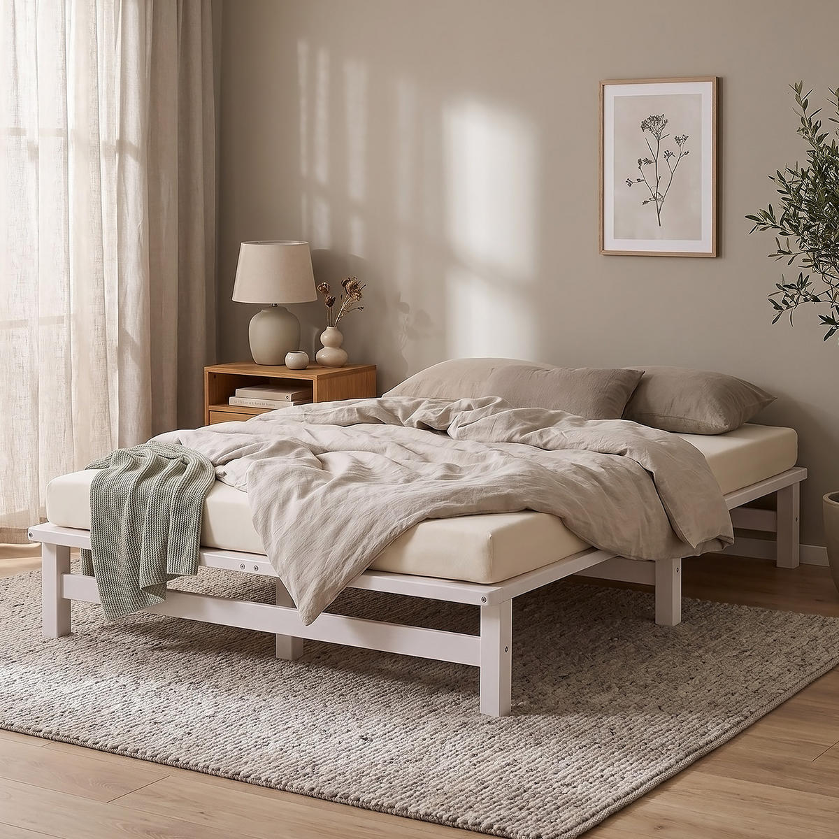 HOLZBETT mit Matratze 120/200 cm weiß - Weiß, Holz (120/200cm) - Homestyle4u