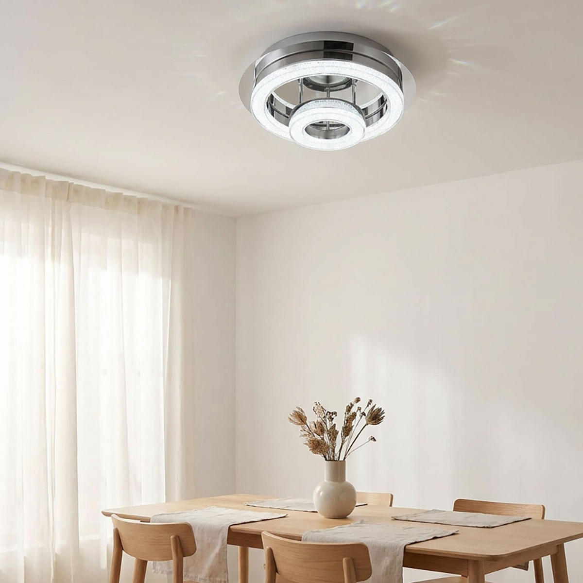 LED DECKENLEUCHTE Kristalloptik Silber Chrom - Silberfarben, Metall (28/28/11.2cm) - Globo Lighting