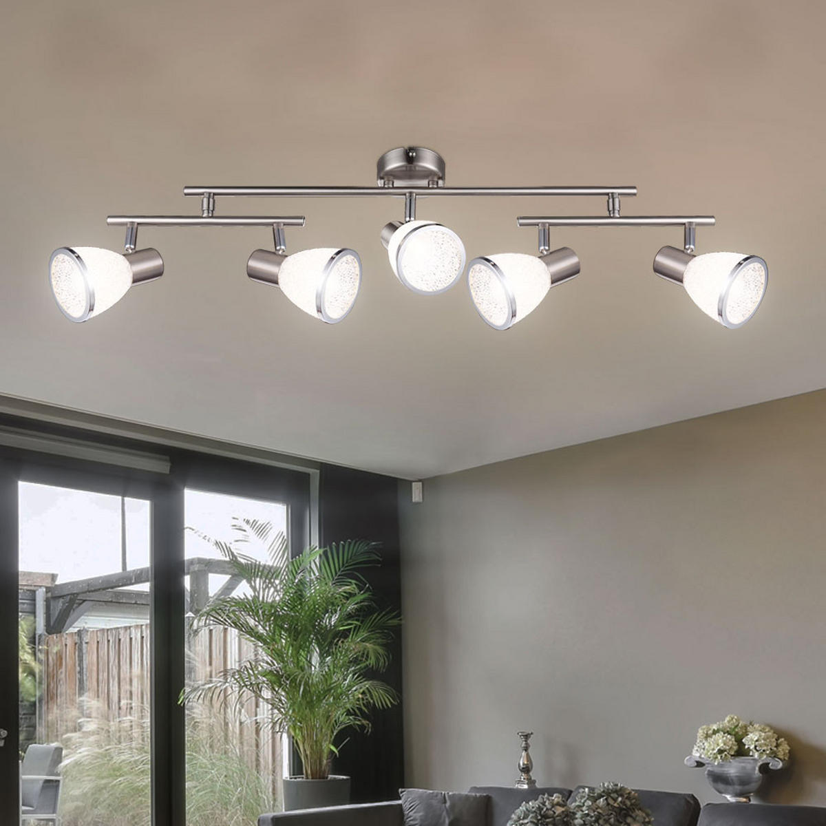 LED DECKENLEUCHTE Acryl Silber matt - Silberfarben, Metall (74/74/18.5cm) - Globo Lighting