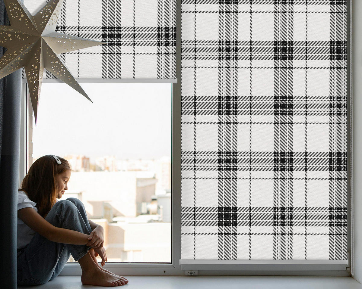 VNÚTORNÁ roleta - okenná roleta - roleta - 100x100 cm - Sivý tartan - sivá, plast (100/100/0.5cm) - TULUP