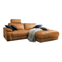 ECKSOFA MOTORISCH. RELAXFUNKTION LOLA Rotbraun Leder - Rotbraun/Schwarz, Leder (233/178cm) - KAWOLA