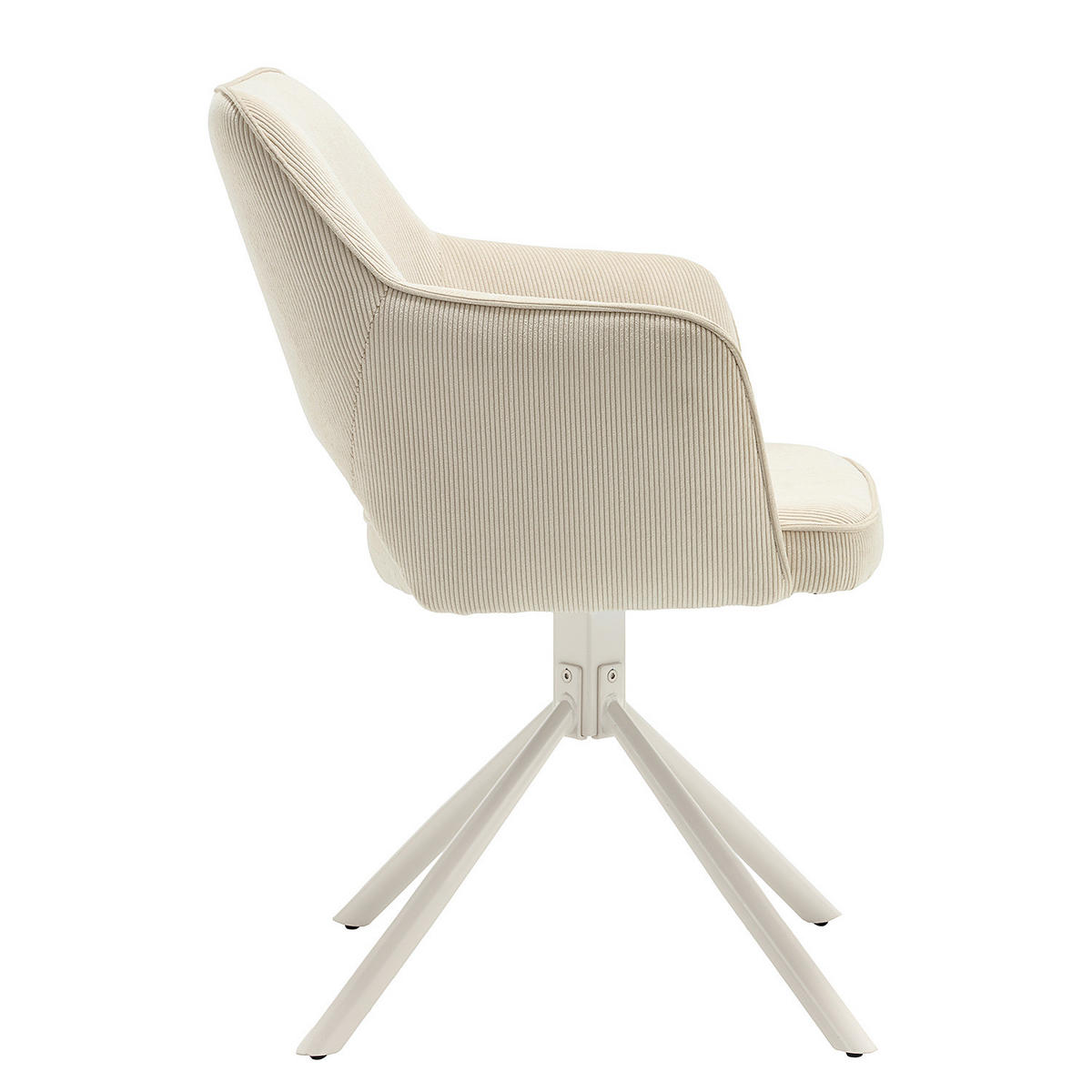 DREHBARER ARMLEHNENSTUHL - Cord / Metall - Weiß, Textil/Metall (61/85/61cm) - home24