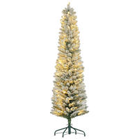 KÜNSTLICHER Weihnachtsbaum, 180 cm Christbaum mit 150 LED-Lichten flammhemmend - Weiß/Grün, Kunststoff/Metall (180cm) - HOMCOM