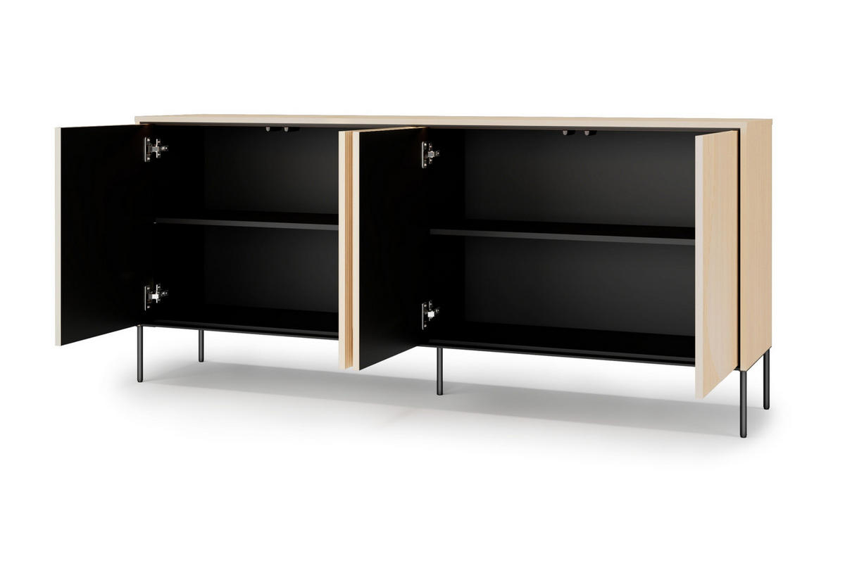 KOMMODE FAVOS 04 167/85/40 cm in Eiche Vincenza hell und Schwarz mit LED - Eichefarben/Schwarz, Holzwerkstoff (193/85/40cm) - Deine Möbel 24