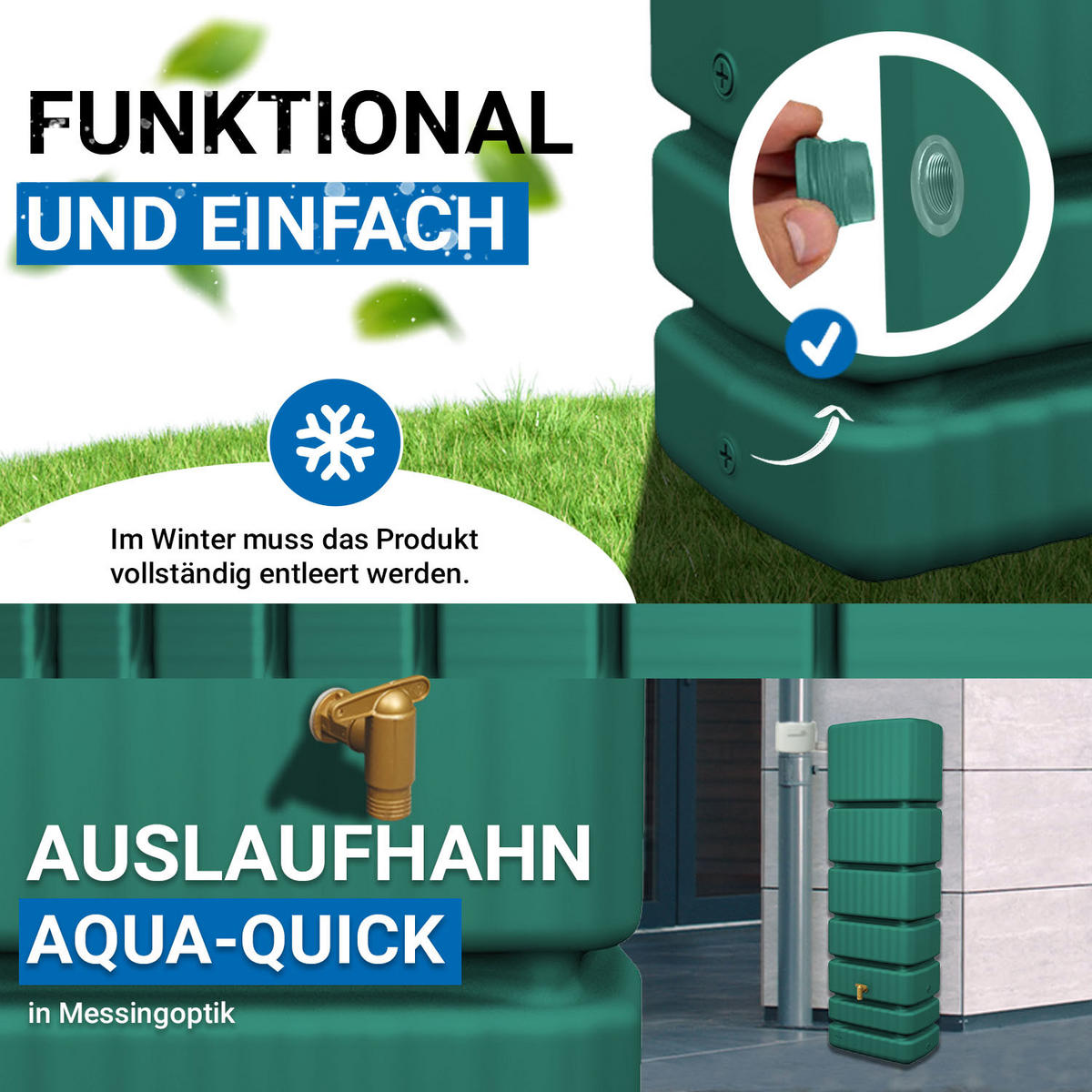 WANDTANK 350 L, dunkelgrün - Grün, Kunststoff (60/184/39cm) - 4rain
