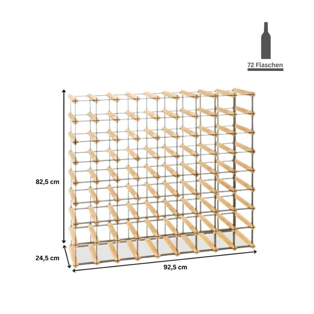 WEINREGAL Vinotega Mod Metal 82,5x92,5x24,5 cm 9x8 Flaschen Massives Kiefernholz Braun Geölt - Braun, Holz (92.5/82.5/24.5cm) - PROREGAL