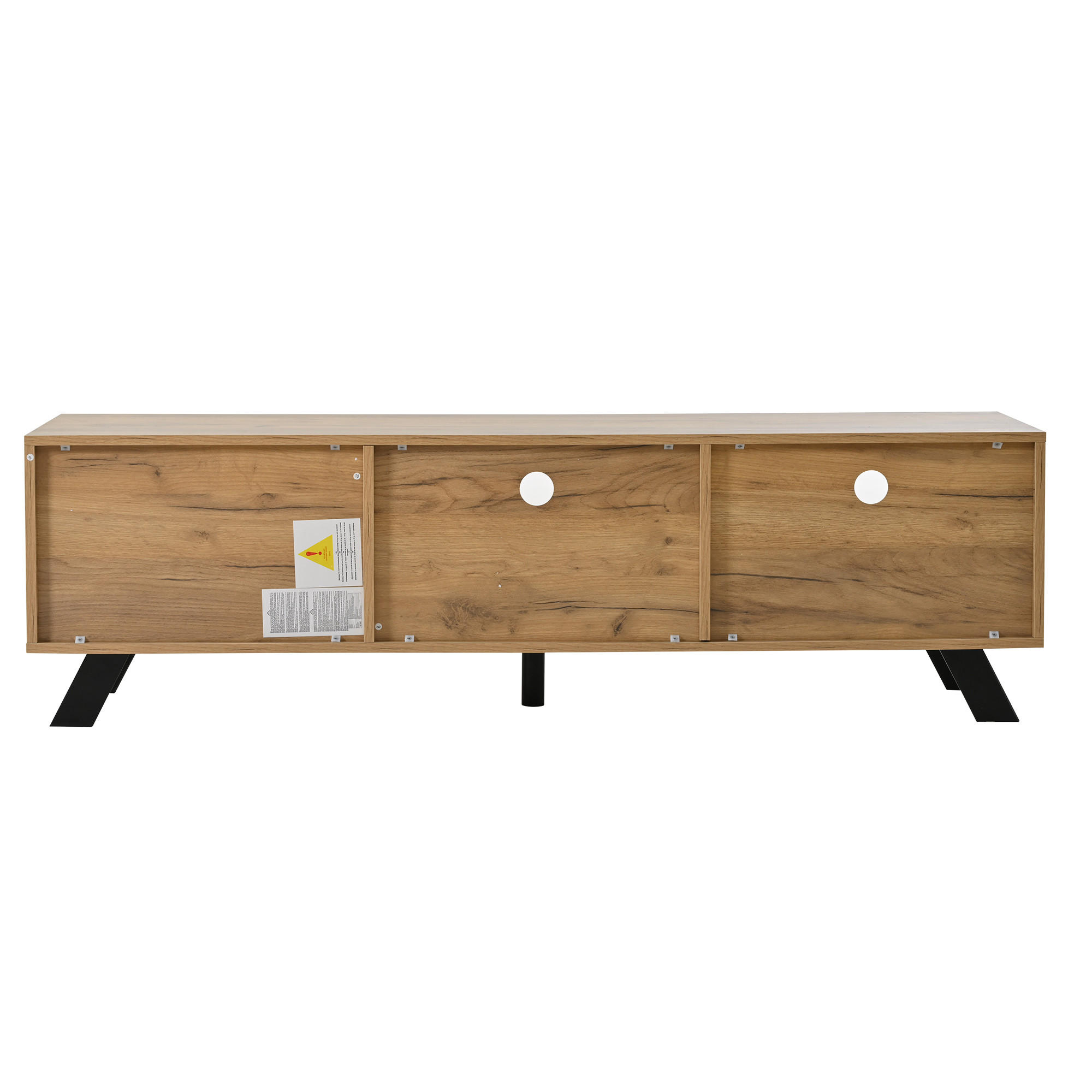 TV-ELEMENT150CM 150x38x44cm Lowboard Holz-Schwarz für 60-Zoll-Fernseher - Naturfarben, Holz (48.79/14/162.28cm) - Raelunyi