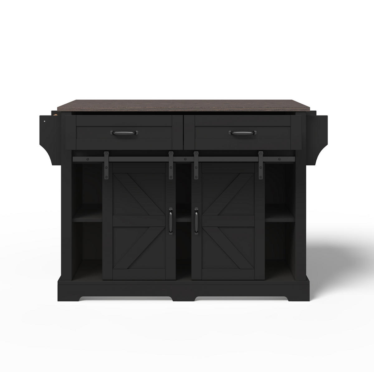 KÜCHENINSEL 120/45/91 cm schwarz aus MDF mit Klappplatte - Schwarz, Holzwerkstoff (120/91/70cm) - OKWISH