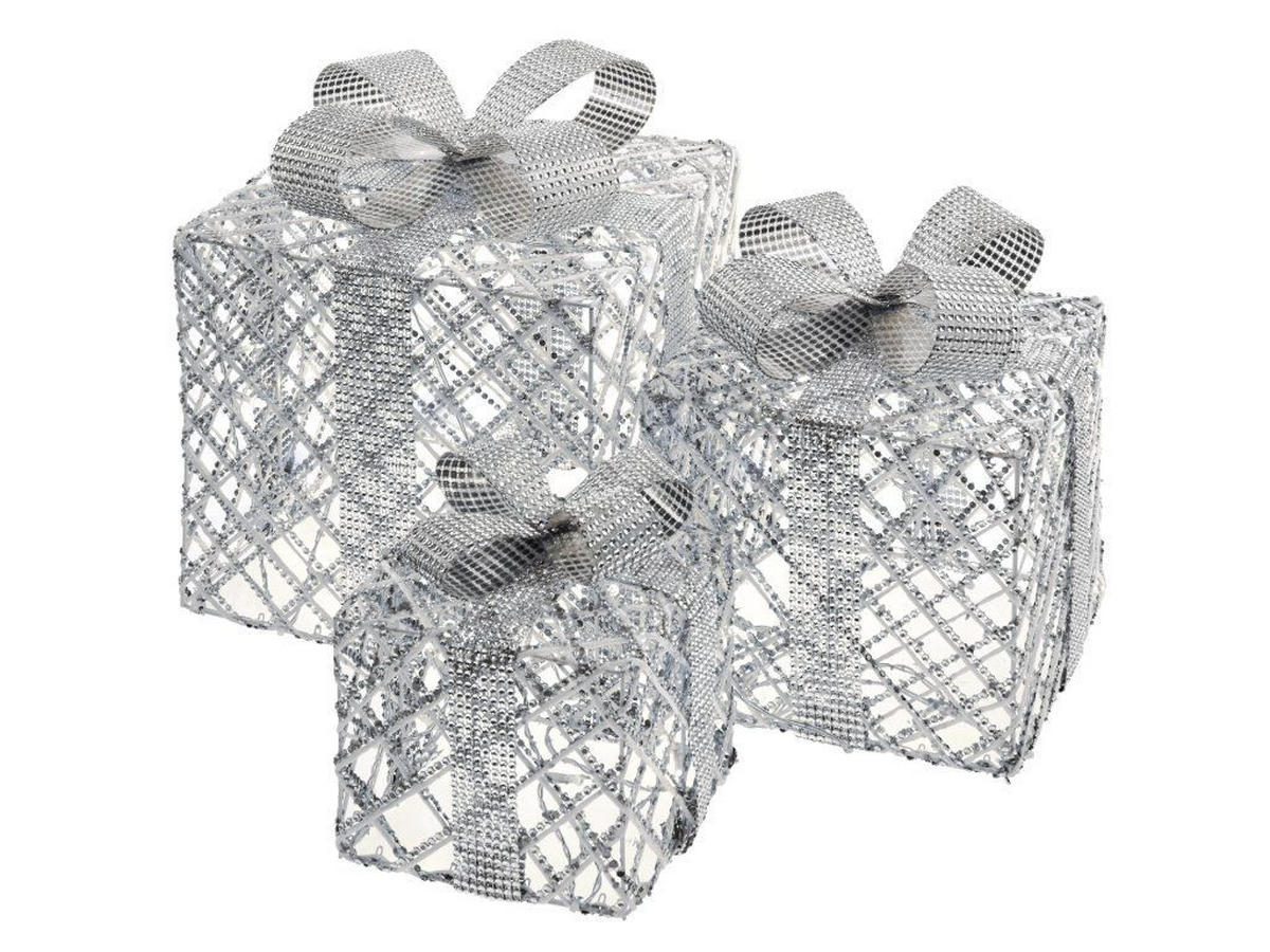 LED-LICHTDEKORATION GESCHENKE, silber, 72 LEDs, mit Timer - Weiß, Metall (35/35/1cm) - LAALU