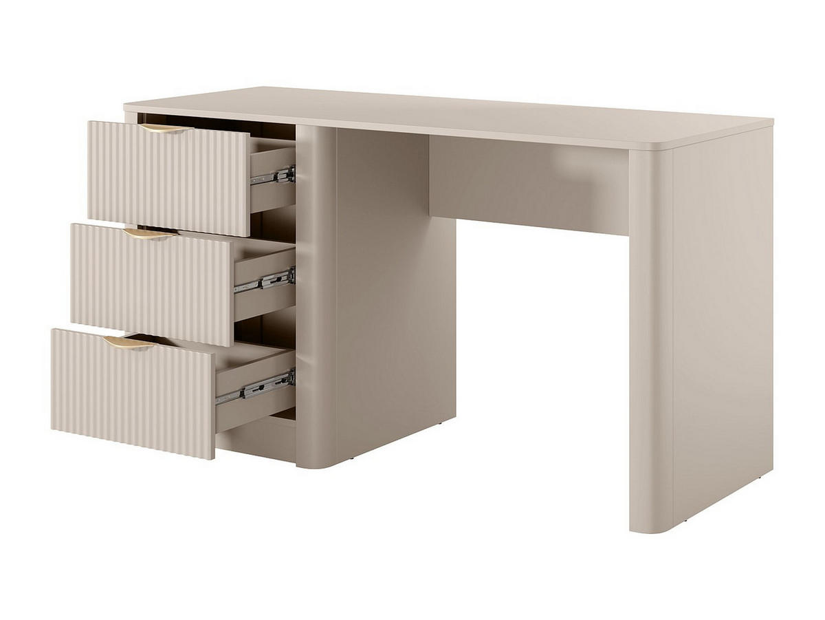 SCHREIBTISCH - 140.4 cm x 55.1 cm - Holz, Platte - Beige, Goldfarben ELONARIA - Beige/Goldfarben, Holz (55.1/140.4/76.4cm) - Vente-Unique