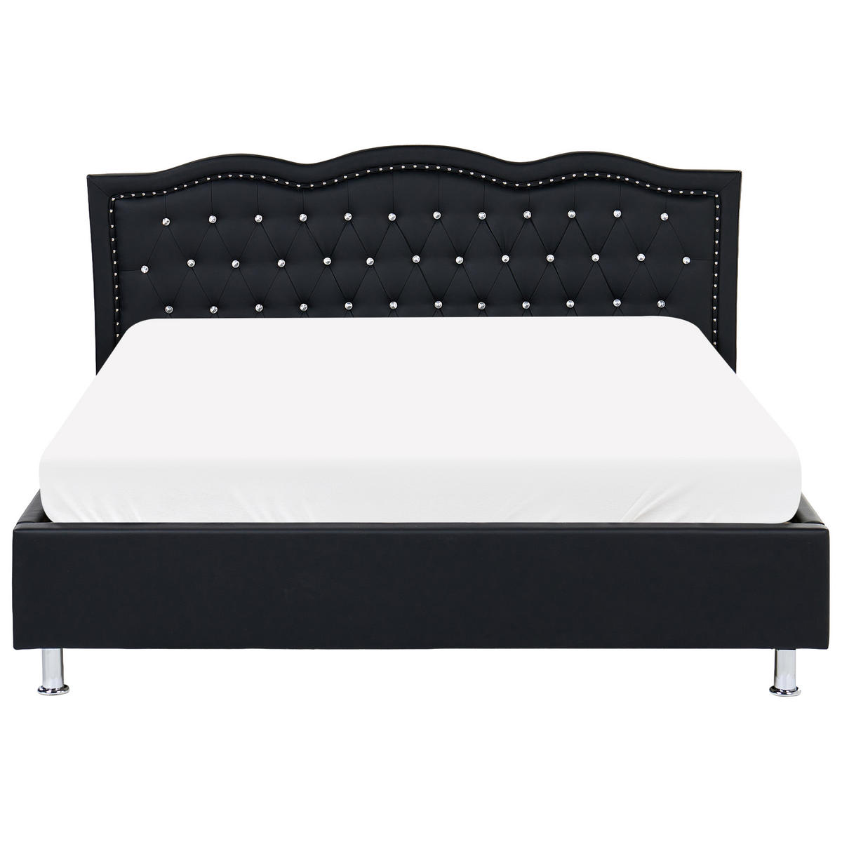 BETT 160/200cm Schwarz Metz - Schwarz, Kunststoff/Textil (160/200cm) - Beliani