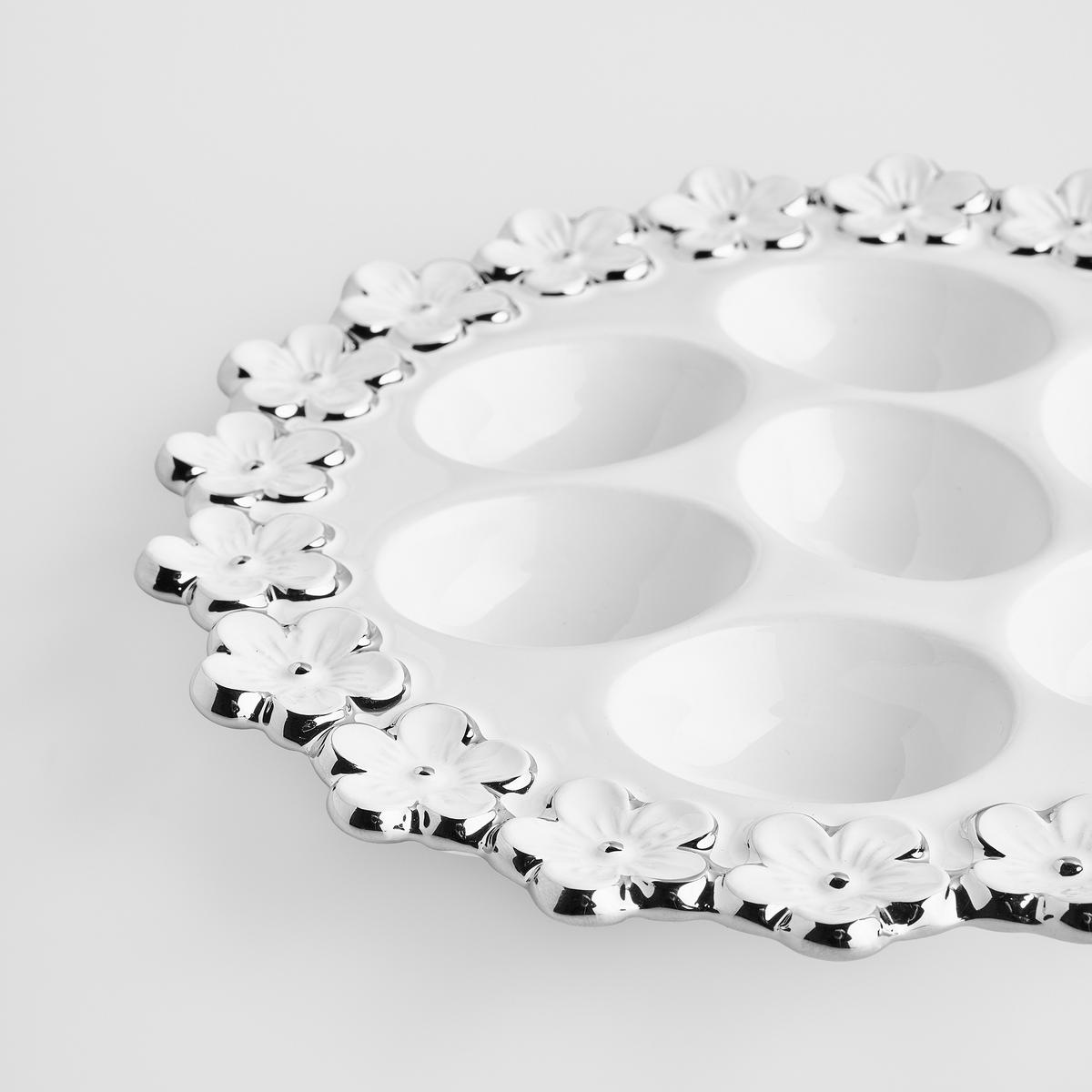 EIERPLATTE Flosales - Weiß, Stein (23/3/23cm) - home&you