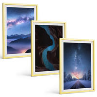 BILDER SET 3er Set - 40x60 cm Goldrahmen - Nachthimmel, Berge, Winterlandschaft - Goldfarben, Kunststoff (40/60cm) - TULUP
