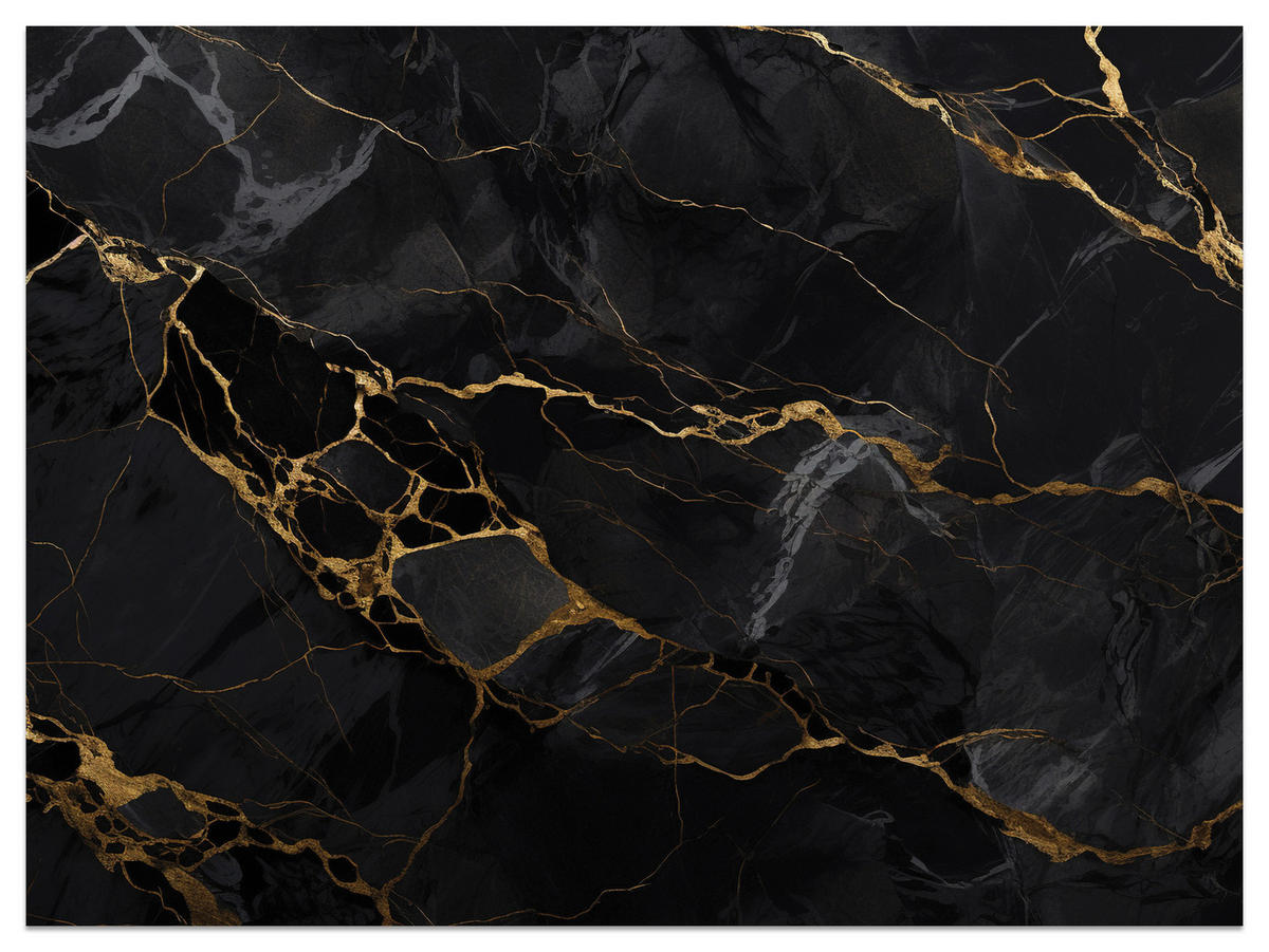 FOTOTAPETE Marmor Abstraktion Glamour Schwarz Modern Luxus Eleganz 150x105 - Gelb/Schwarz, Papier (150/105cm) - Muralo