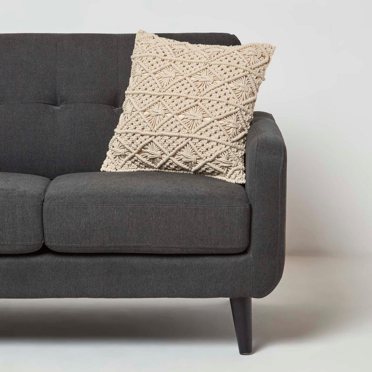 DEKOKISSEN Willow 45/45 cm Makramee - Creme, Textil (45/45cm) - Homescapes