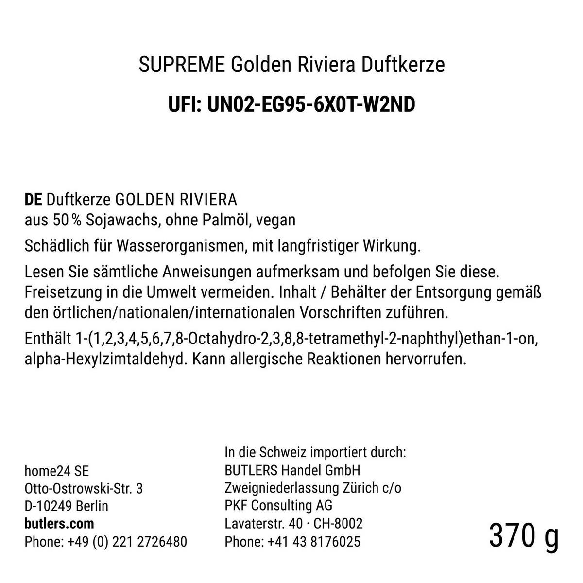 DUFTKERZE Supreme Golden Riviera - Beige, Glas/Naturmaterialen (11cm) - Butlers