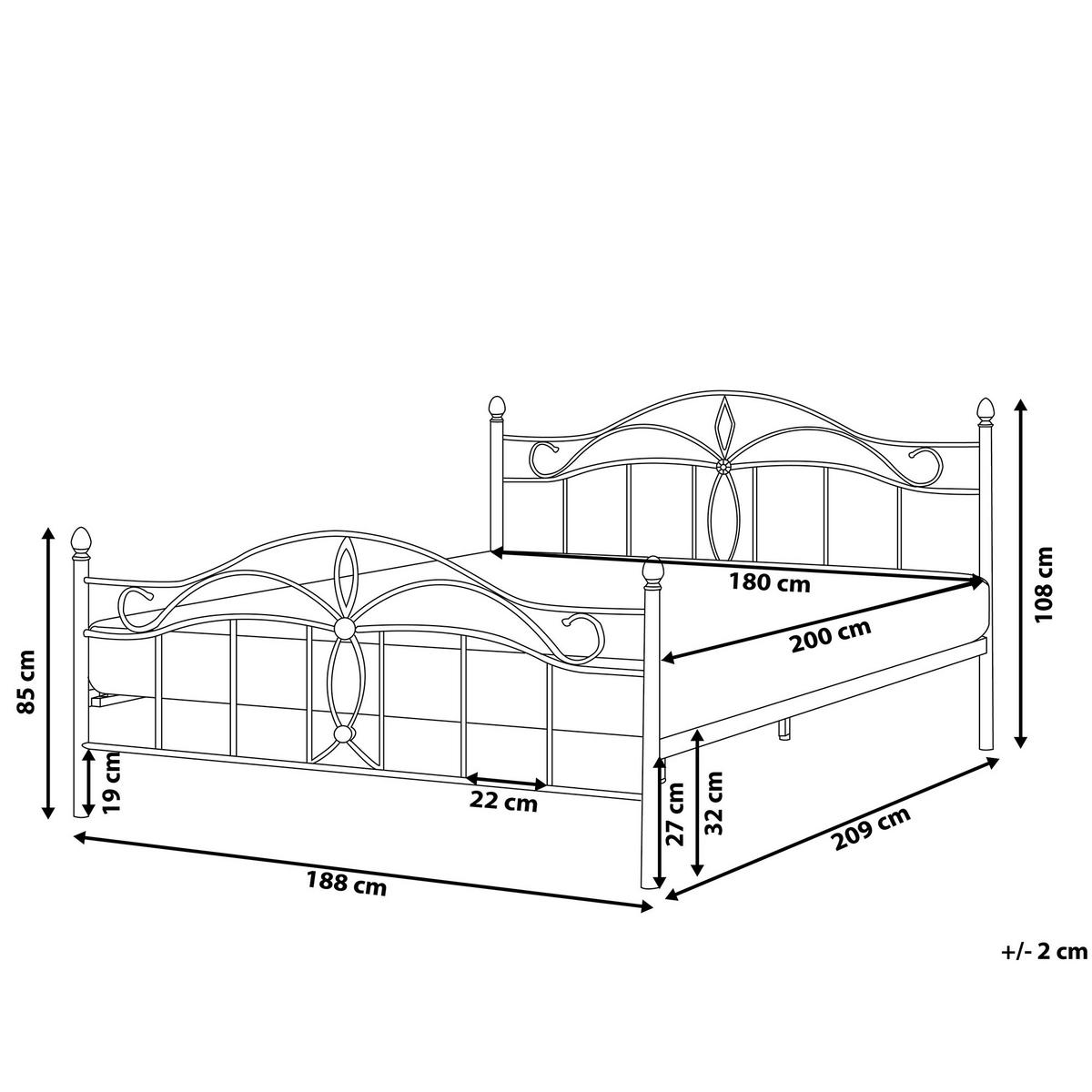 METALLBETT 180/200cm Schwarz Antlia - Schwarz, Metall (180/200cm) - Beliani