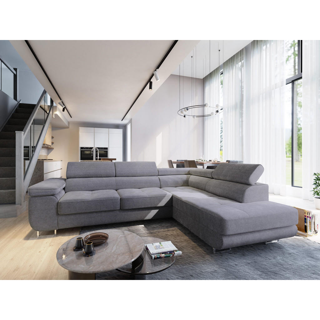 Thumbnail - Masseno Ecksofa, Grau, Holz, 4-Sitzer, L-Form,L-Form, 276x202 cm, Wohnzimmer, Sofas & Couches, Wohnlandschaften, Ecksofa...
