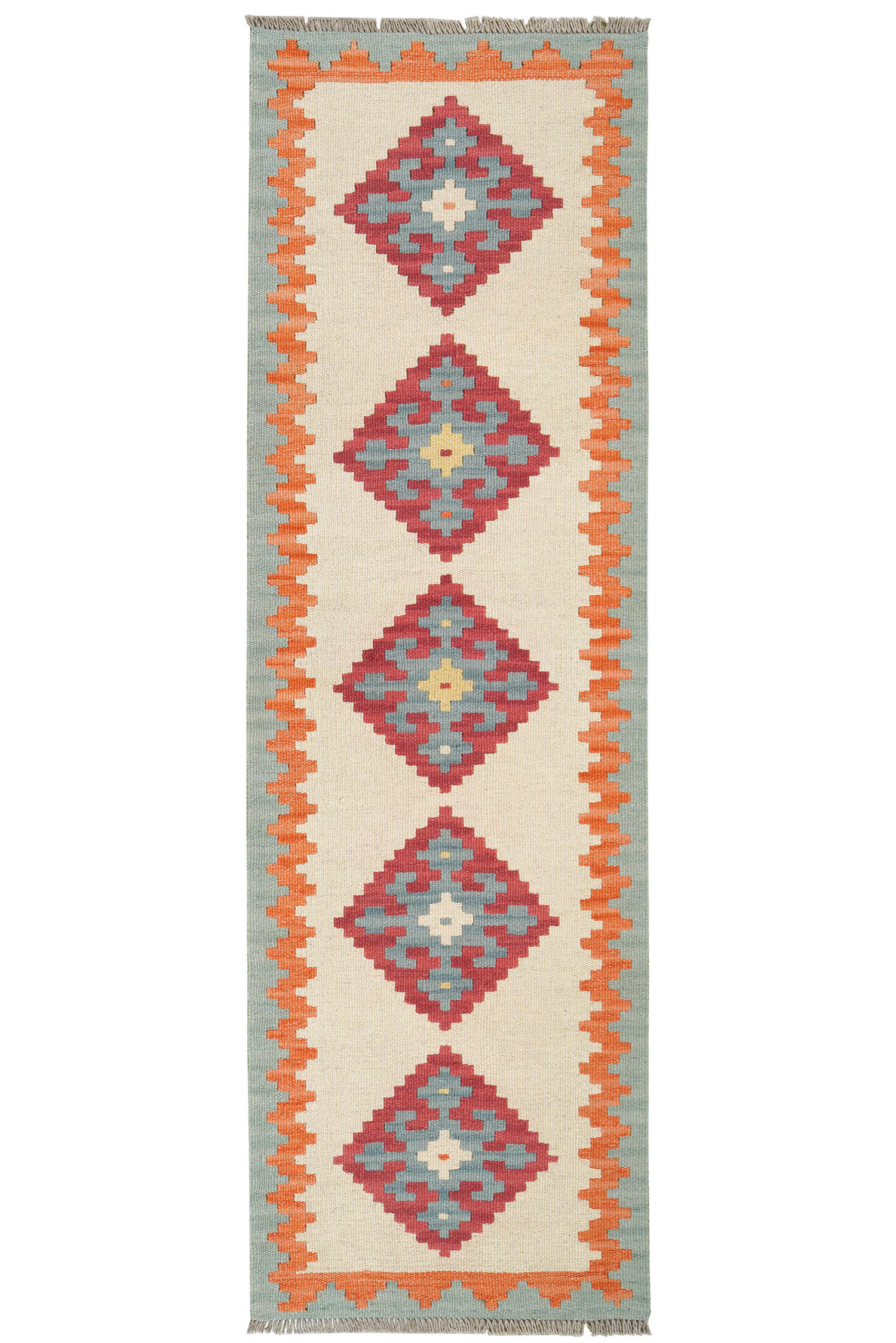 HANDWEBTEPPICH Kelim Gashgai Beige 194/59 cm Schurwolle - Beige, Textil (59/194cm) - Looma