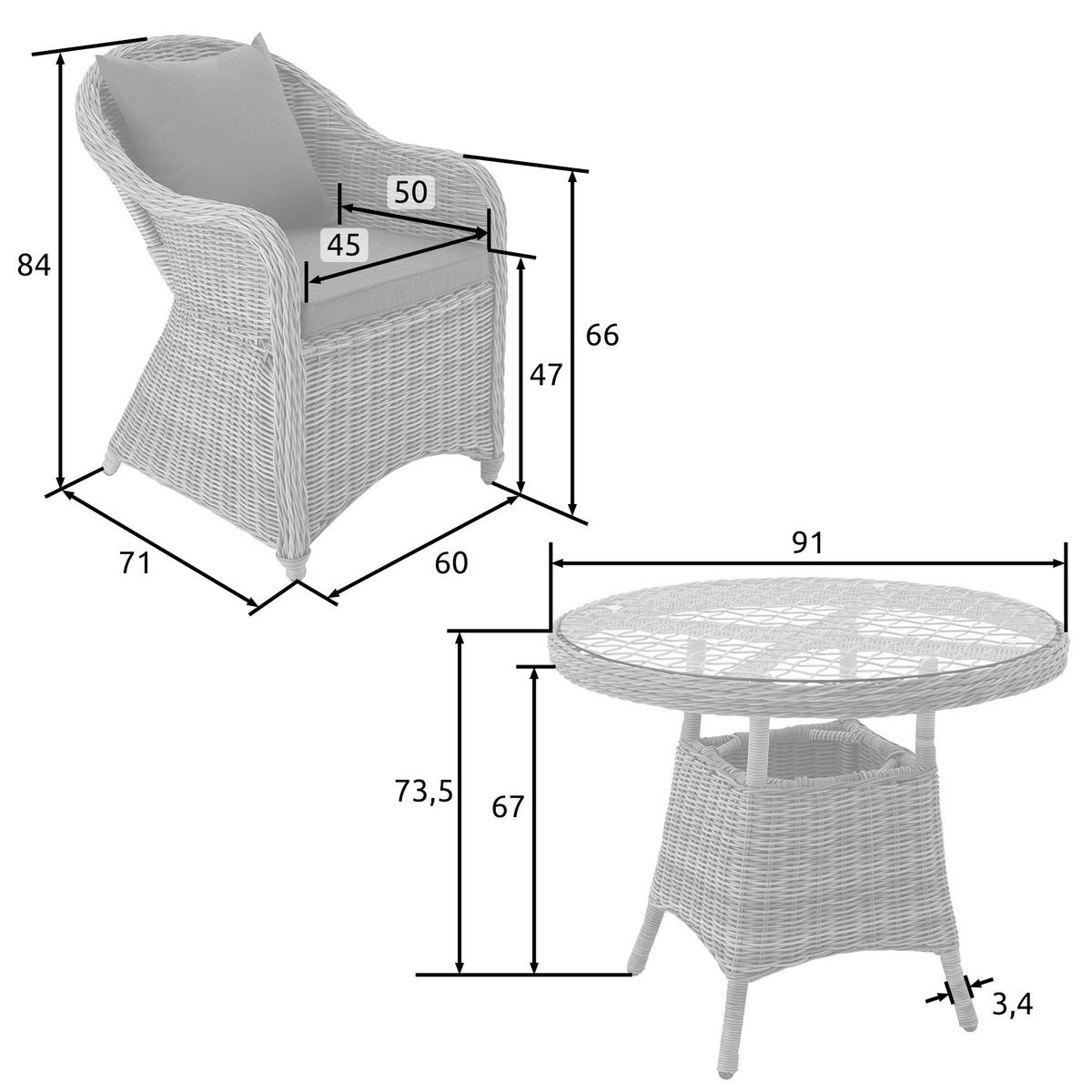 ALUMINIUM RATTAN SITZGRUPPE Zürich, kein Aufbau, grau - Grau, Kunststoff - tectake