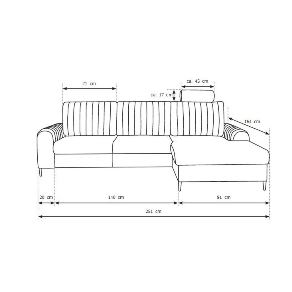 Thumbnail - Sepro Meble Ecksofa, Grau, Textil, 3-Sitzer, 251x164 cm, Wohnzimmer, Sofas & Couches, Wohnlandschaften, Ecksofas
