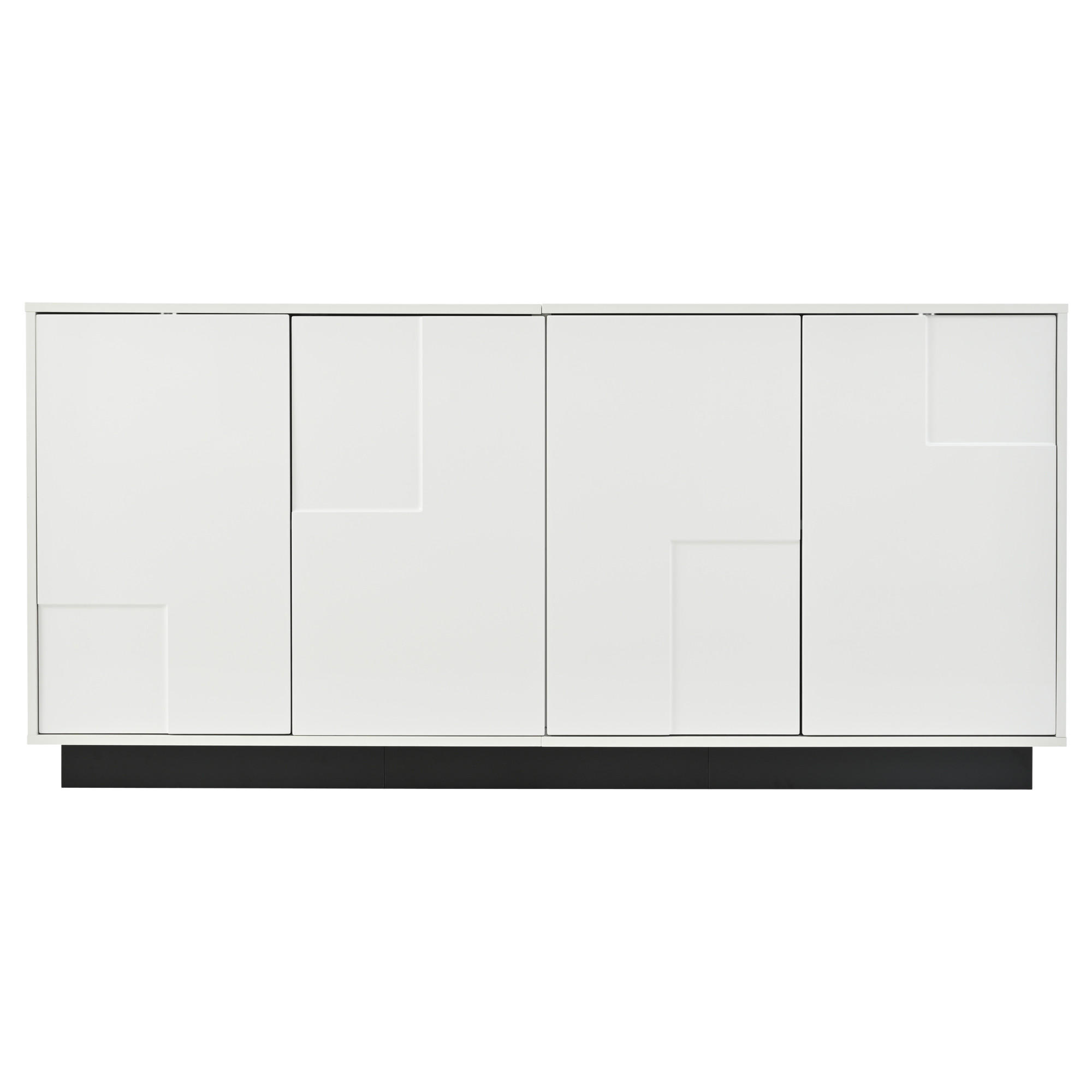 SIDEBOARD Weiß/Schwarz 160/37/75,5 cm - Weiß, Holzwerkstoff (160/75.5/37cm) - PANGIVO
