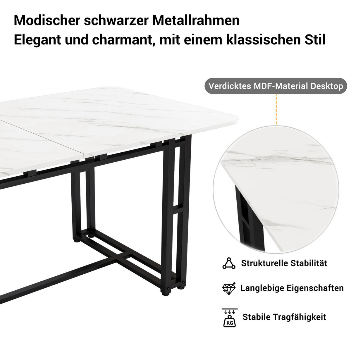 ESSTISCH-SET 5-tlg. 140 cm Schwarz MDF Samt - Schwarz, Metall (80/74/140cm) - Meubliv