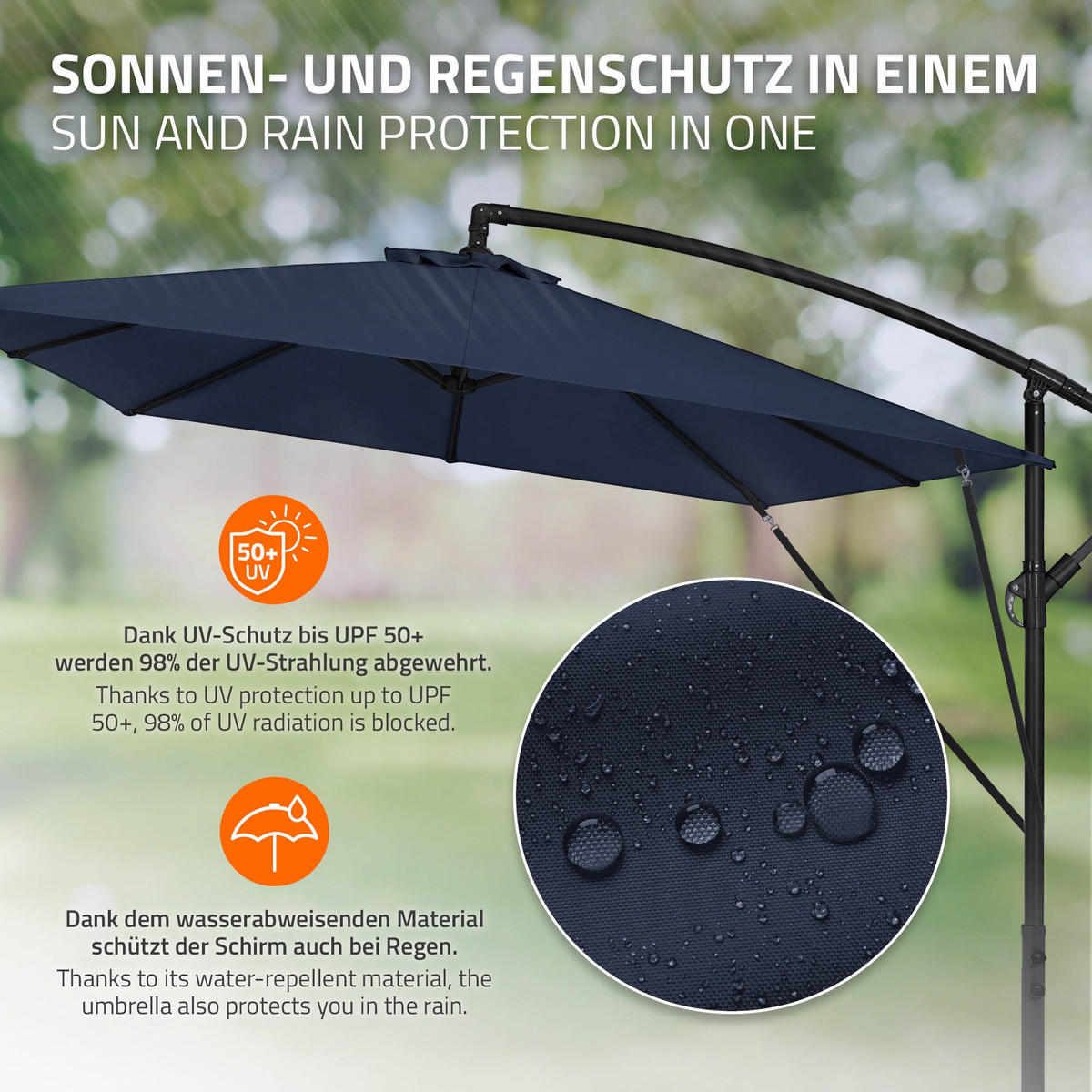 AMPELSCHIRM Ø 330 cm in Navy Blau aus Aluminium - Blau, Metall (330/330cm) - ML-DESIGN