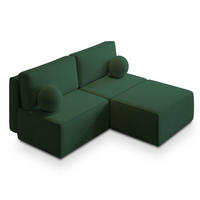 ECKSOFA VARNA P Grün Kordstoff mit Schlaffunktion - Grün, Holz (196/158cm) - MASSENO