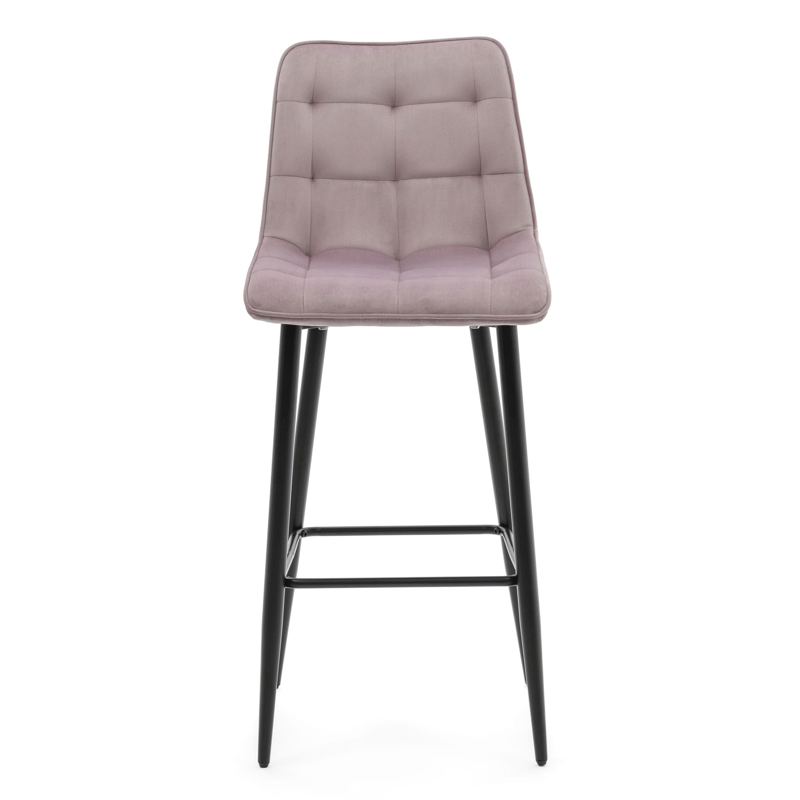 BARHOCKER CHIC gespolsterter mit Steppung - rosa - Samt Velours - Schwarz/Rosa, Textil/Metall (46/109/56cm) - NEW HOME