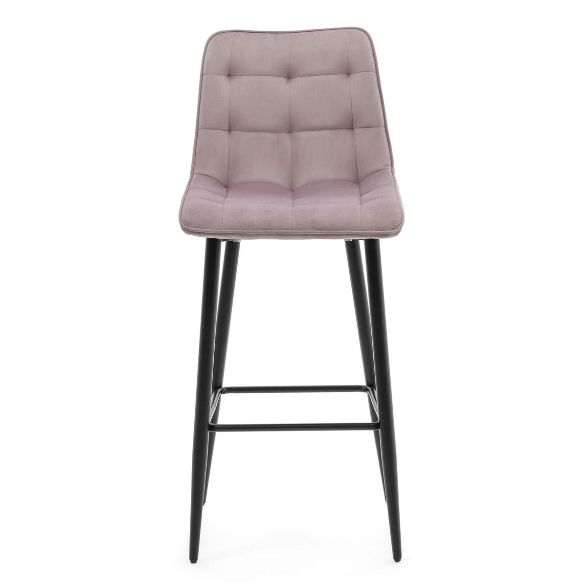 BARHOCKER CHIC gespolsterter mit Steppung - rosa - Samt Velours - Schwarz/Rosa, Textil/Metall (46/109/56cm) - NEW HOME