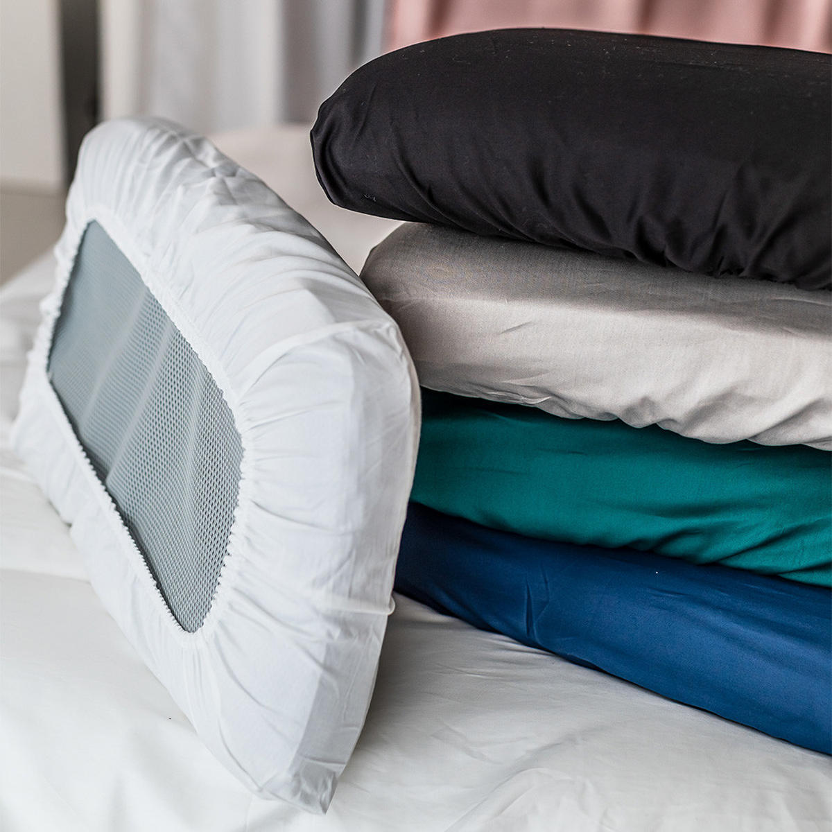 KISSENSCHONER mit Gummizug - Schwarz, Textil (60/40cm) - Mr Mattress