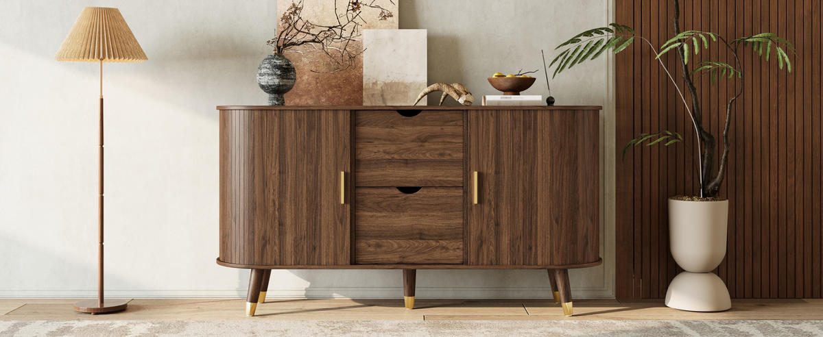 SIDEBOARD Schiebetüren Schubladen - Walnussfarben, Holzwerkstoff (140/79.5/40cm)