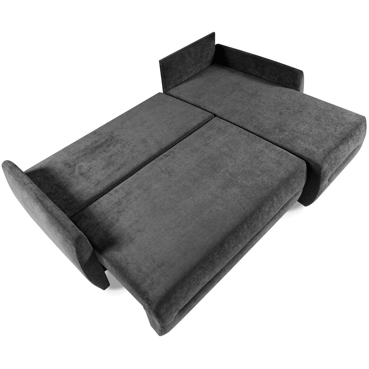 ECKSCHLAFSOFA Camila mit Schlaffunktion und universeller Ottomane, Dunkelgrau - Dunkelgrau, Textil (225/153cm) - Beautysofa