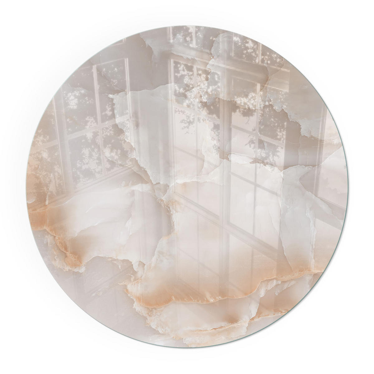 GLASPLATTE für Kamin Ø 80 cm - Beige, Glas (80/80/0.4cm) - TULUP