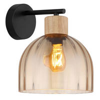LED WANDLEUCHTE SWANSON Holz, Schwarz, Amber - Klar, Holz (20/24/23.5cm) - Globo Lighting