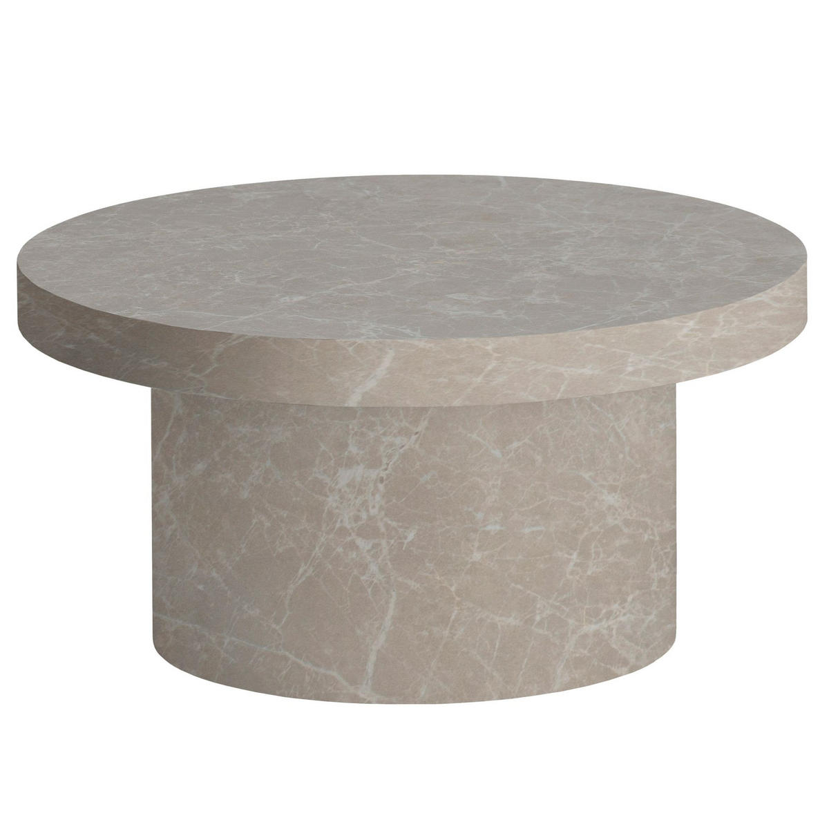 COUCHTISCH rund in Stein-Optik – moderner Look in Grau, Beige 60x60x30 cm - Beige, Holzwerkstoff (60/60/30cm) - KADIMA DESIGN