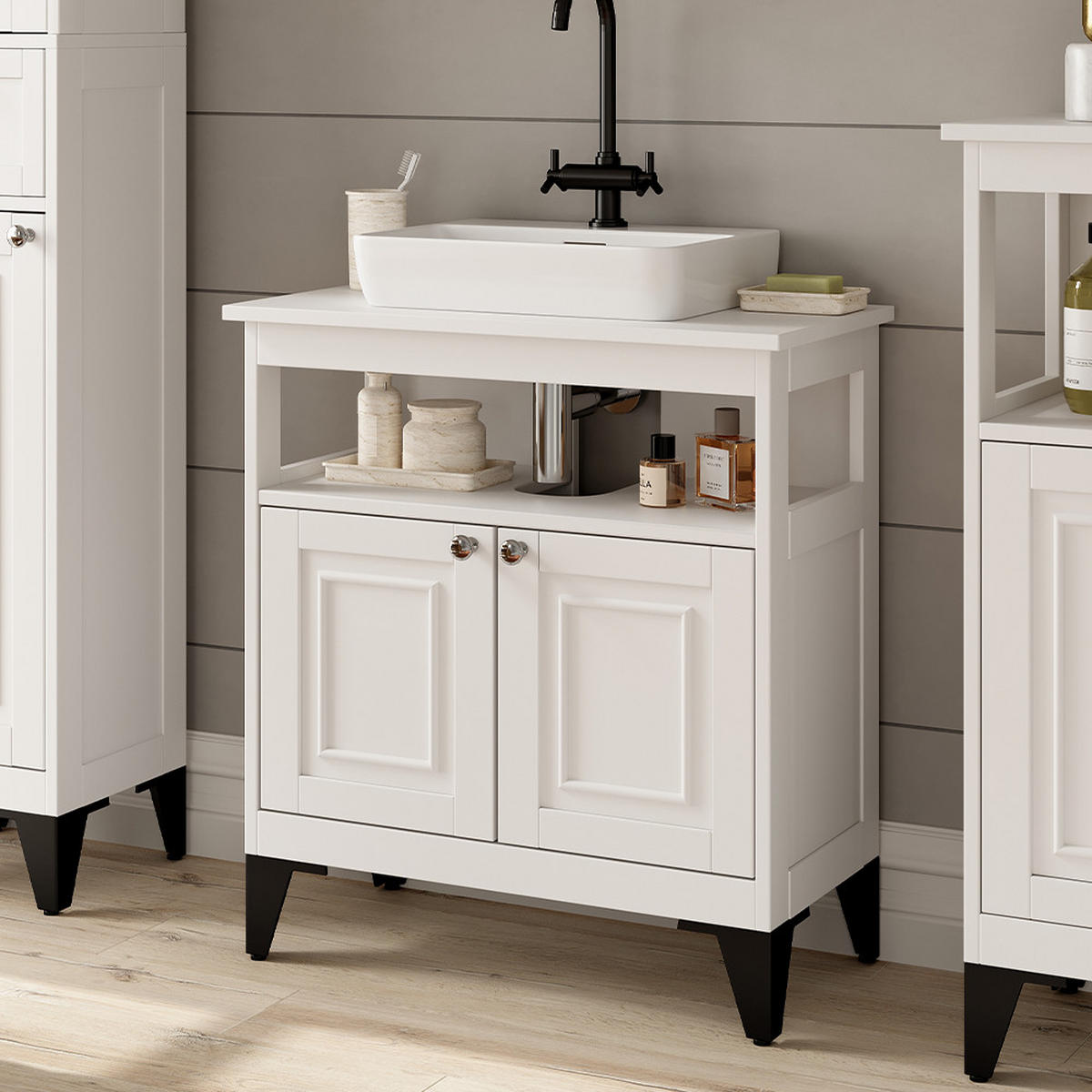 WASCHBECKENUNTERSCHRANK Vanity Weiß 60 x 65 cm - Weiß, Holzwerkstoff (60/65/30cm) - Vicco