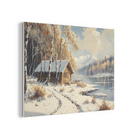 AKUSTIKPANEEL Winter - Schnee - Zuhause - Natur 100x70 cm - Hellbraun, Textil (100/0.9/70cm) - MuchoWow