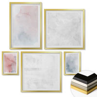 WANDBILDER 5er Set - 50x50 cm & 20x30 cm & 40x60 cm Goldrahmen - Pastellfarbene Aquarelltexturen - Goldfarben, Kunststoff (40/60cm) - ArtPrintCave