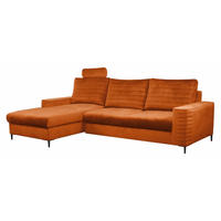 ECKSOFA Rotschwarz OLI Ausziehbar Mit Kopfstütze Und Bettkasten Links - Rot/Orange, Textil (253/165cm) - Sepro Meble