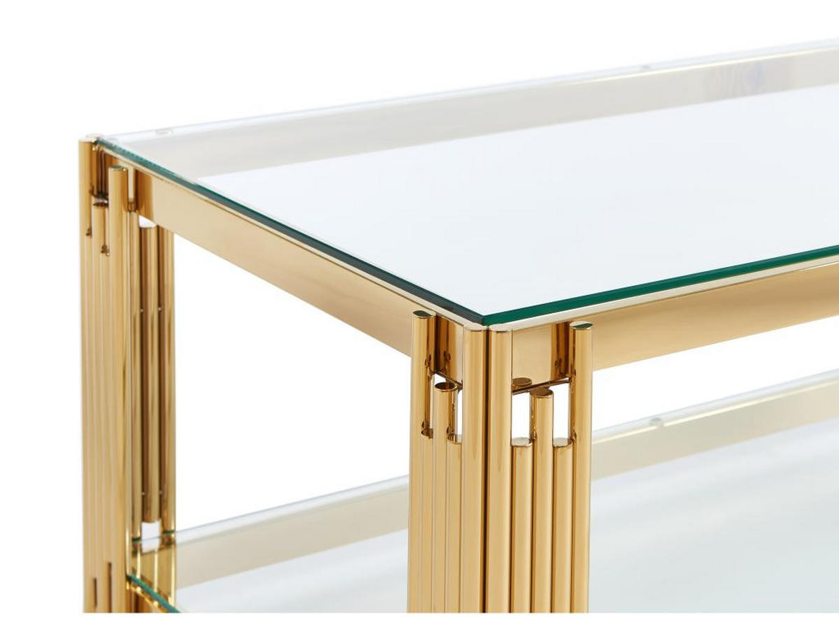 COUCHTISCH - Sicherheitsglas & Edelstahl - Goldfarben - NOMELANO - Goldfarben, Glas (123.5/63.5/45.5cm) - Pascal Morabito