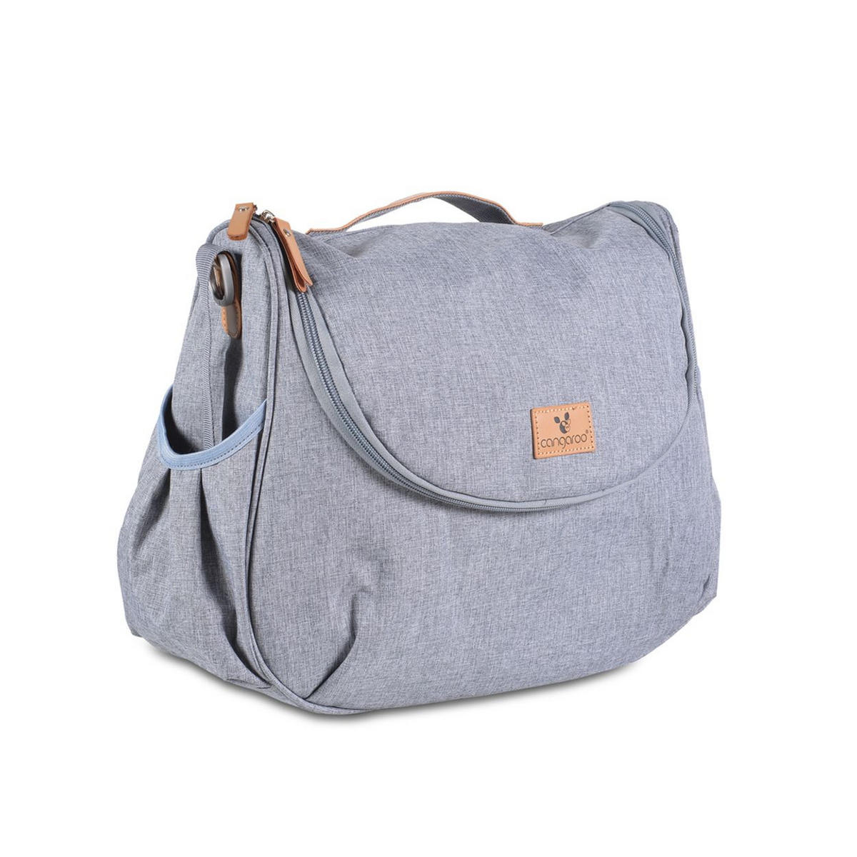 WICKELTASCHE Naomi grau Wickelunterlage, Schultergurt, Seitentaschen und Reißverschluss - Grau, Textil (10/32/40cm) - Cangaroo